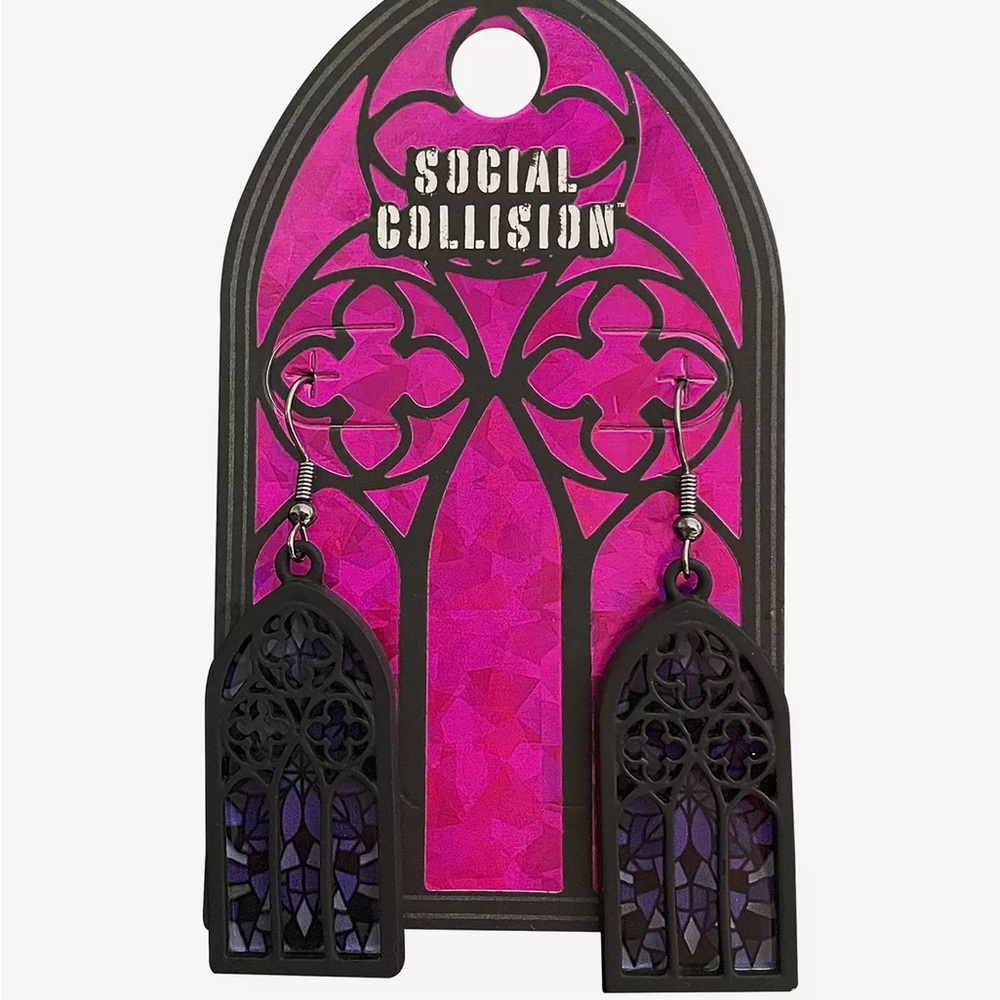 Social Collision Stained Glass‎ Window Drop Earrings Hot Topic